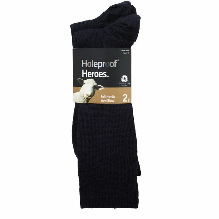 Holeproof Rib Wool Business Socks 2 Pack Black