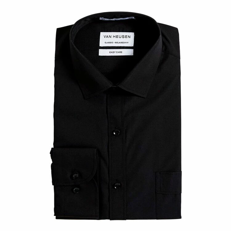 Van Heusen Long Sleeve Poly Cotton Shirt Black - Image 2