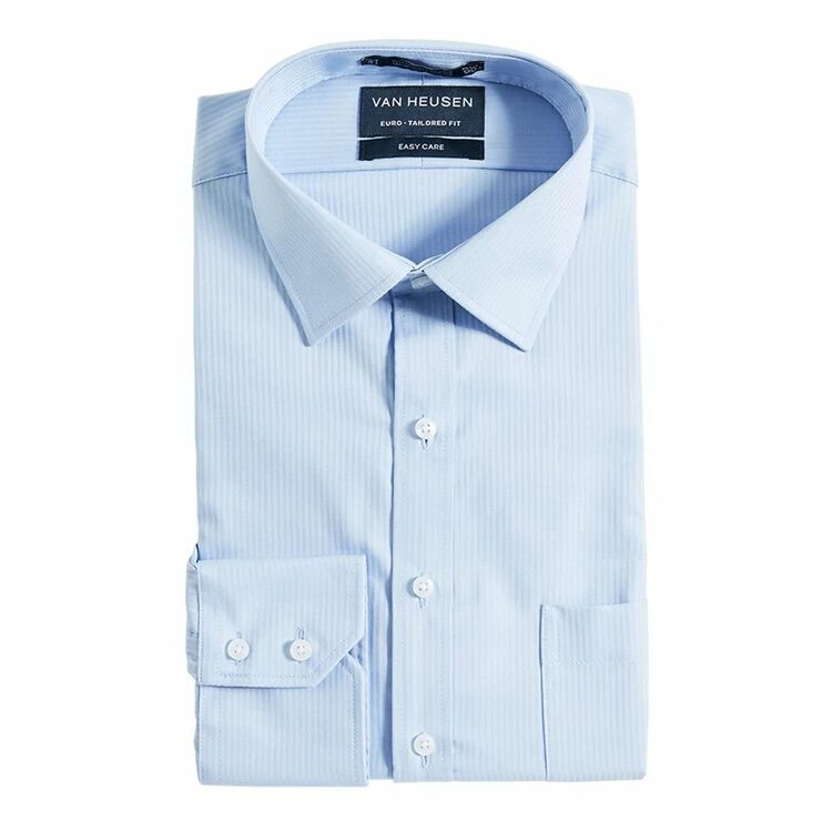 Van Heusen Men's Euro Fit Self Stripe Business Shirt Sky - Image 2