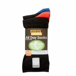 Underworks All Day Men's 2 Pack Cushion Heel & Toe Crew Black Base