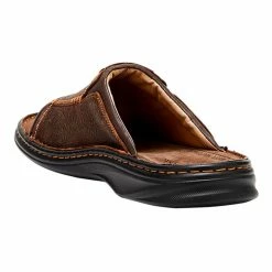 Slatters Beckham Leather Slip On Sandal Cedar