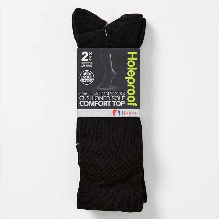 Holeproof Circulation Socks 2 Pack Black
