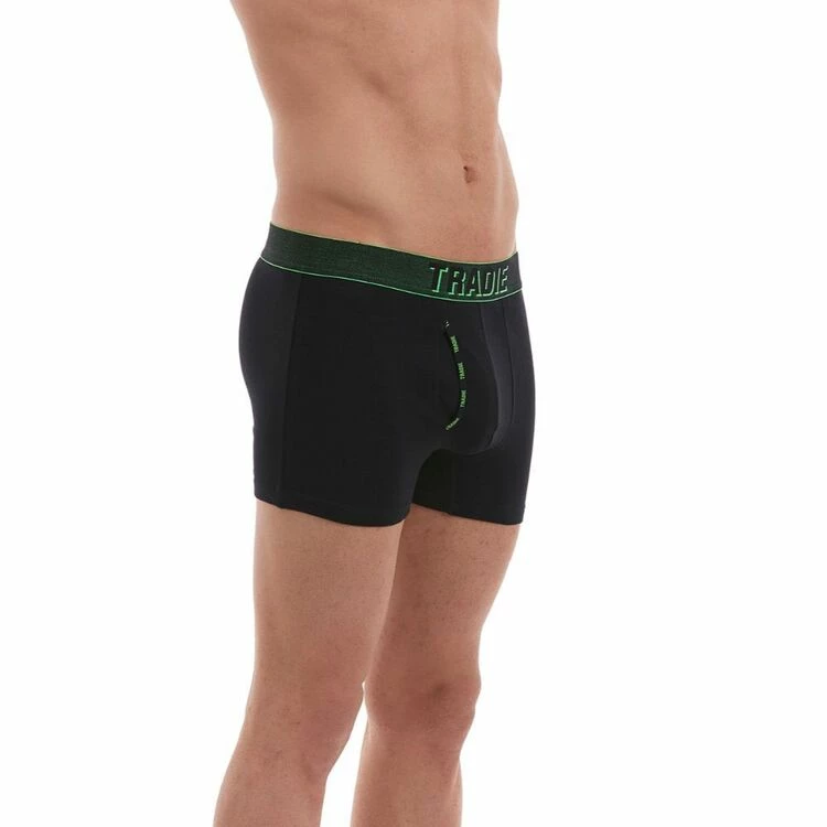 Tradie Black Men's Cotton Fly Front Trunk 3 Pack Black