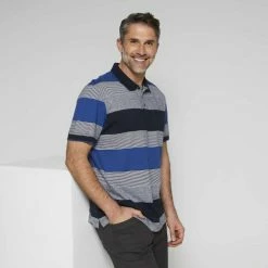 Bronson Casual Eden Stripe Jersey Polo Light Blue
