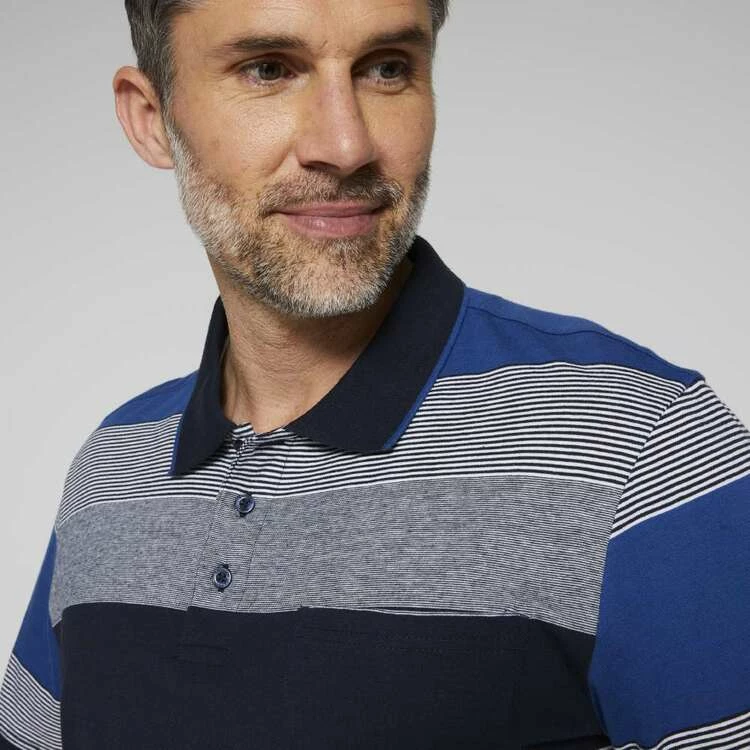 Bronson Casual Eden Stripe Jersey Polo Light Blue - Image 2