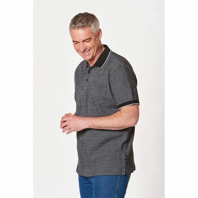 Bronson Casual Men's Dash Textured Jersey Cotton Polo Grey - Image 3