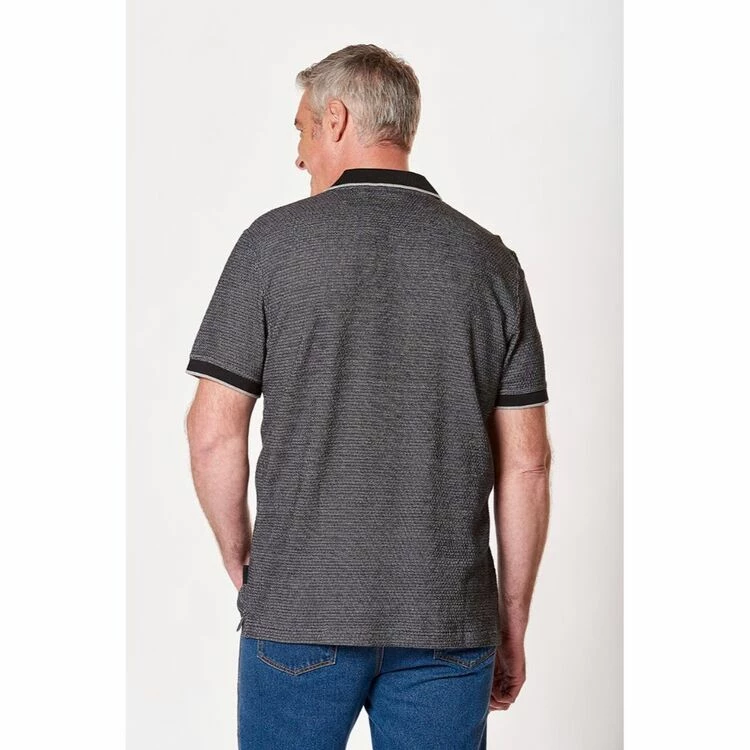 Bronson Casual Men's Dash Textured Jersey Cotton Polo Grey - Image 2