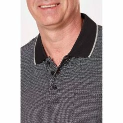 Bronson Casual Men's Dash Textured Jersey Cotton Polo Grey