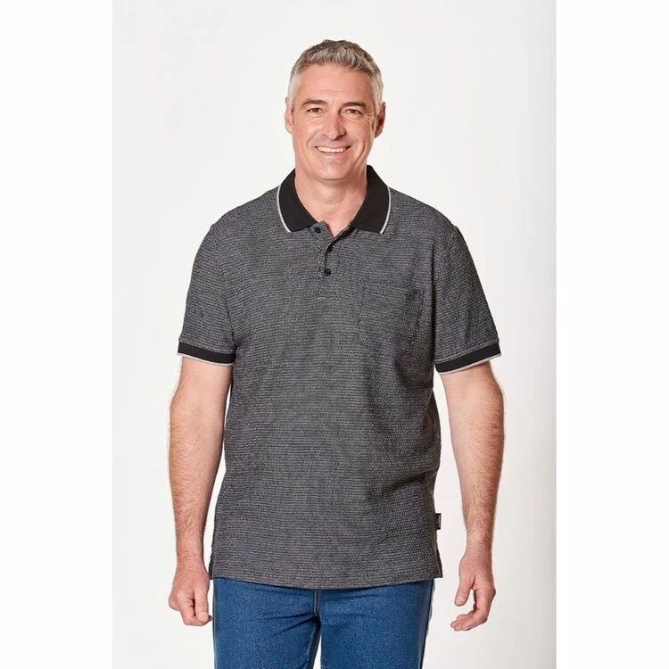 Bronson Casual Men's Dash Textured Jersey Cotton Polo Grey - Image 4