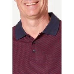 Bronson Casual Men's Pirie Jacquard Jersey Cotton Polo Berry