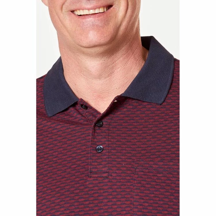Bronson Casual Men's Pirie Jacquard Jersey Cotton Polo Berry