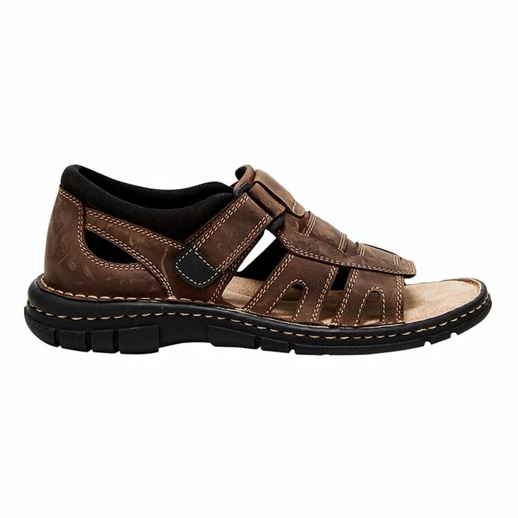 Hush Puppies Whip Closed Back Leather Sandals Brown - Image 2