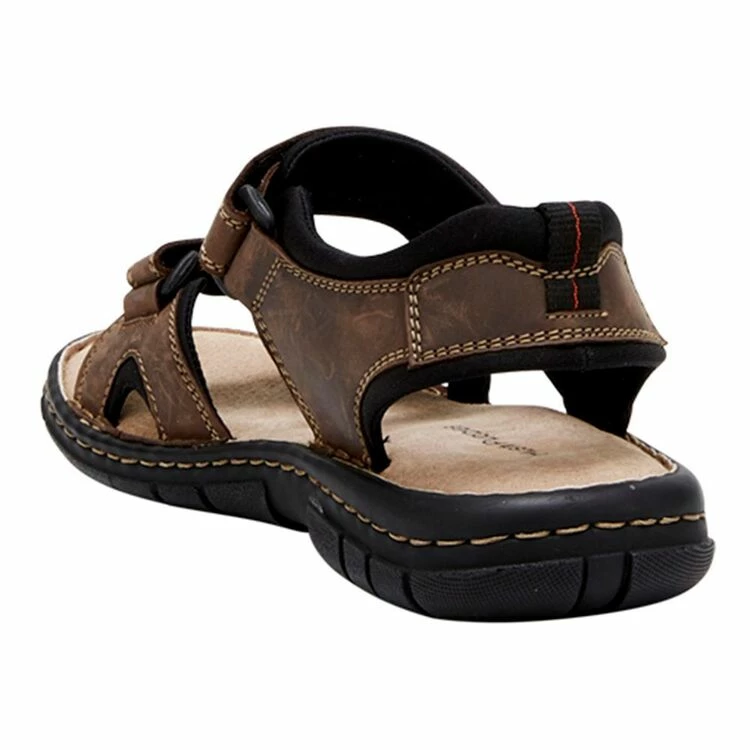 Hush Puppies Wick Leather Adjustable Sandals Brown
