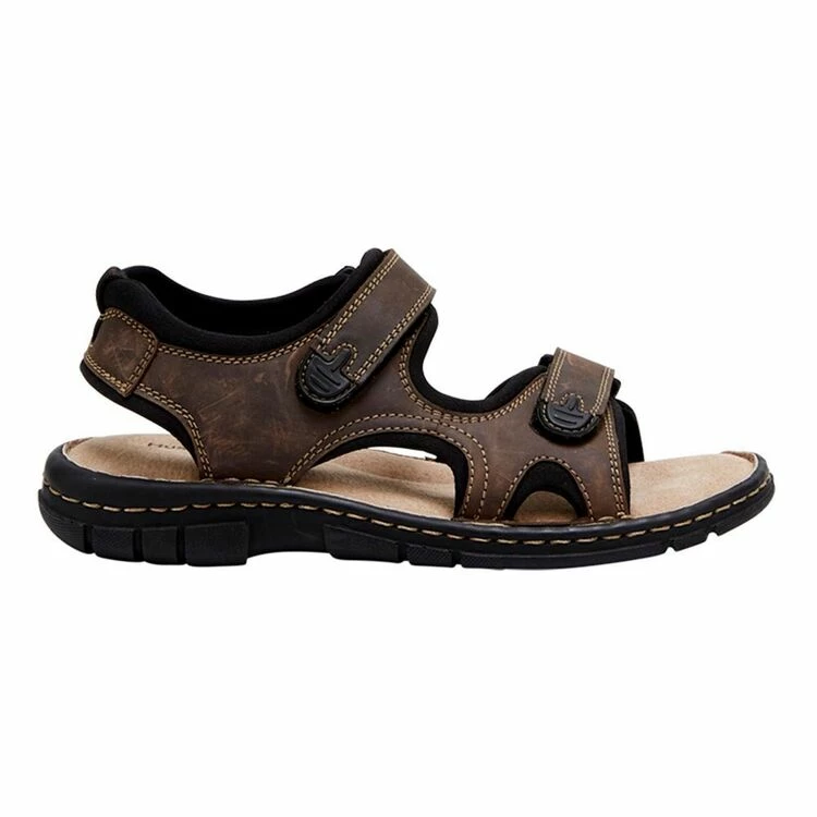 Hush Puppies Wick Leather Adjustable Sandals Brown - Image 2