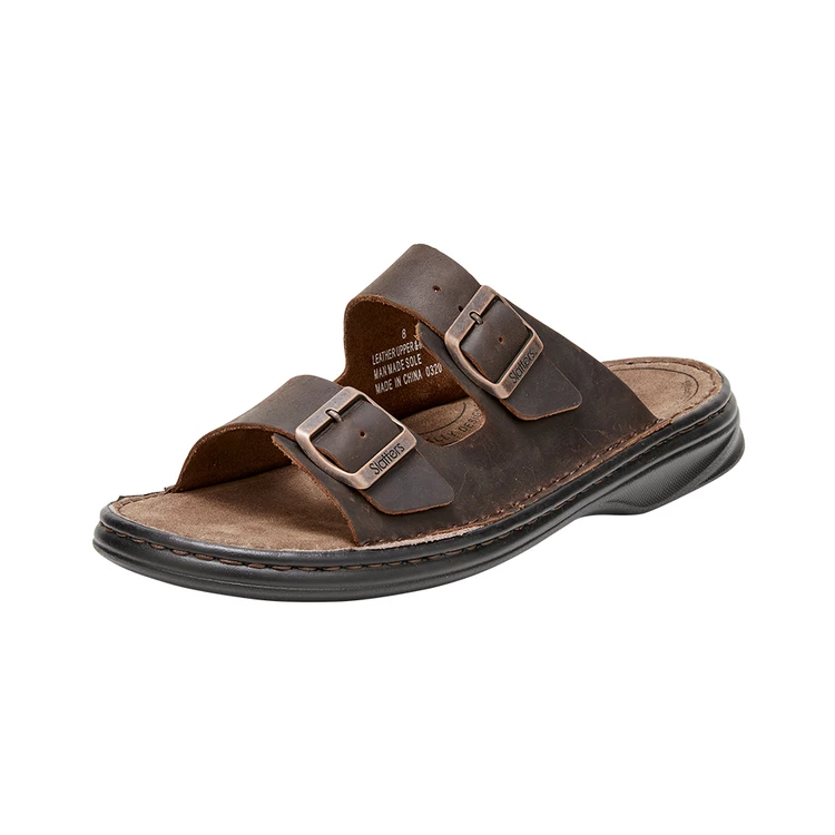 Slatters Bay Leather Double Buckle Slide Brown - Image 4