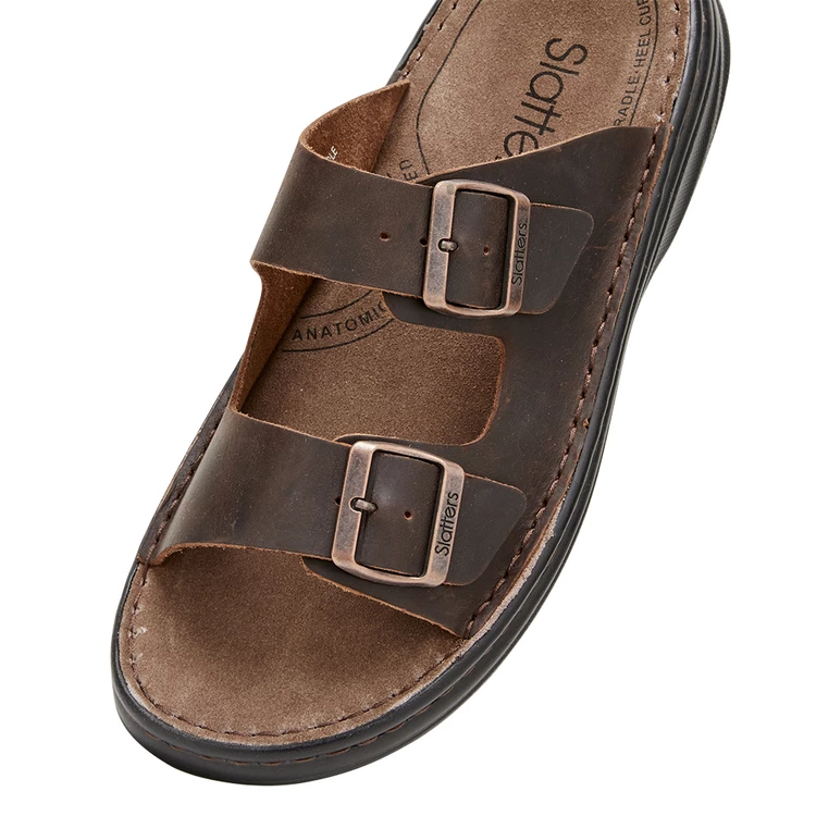 Slatters Bay Leather Double Buckle Slide Brown - Image 3