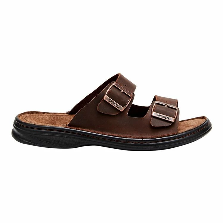 Slatters Bay Leather Double Buckle Slide Brown - Image 2
