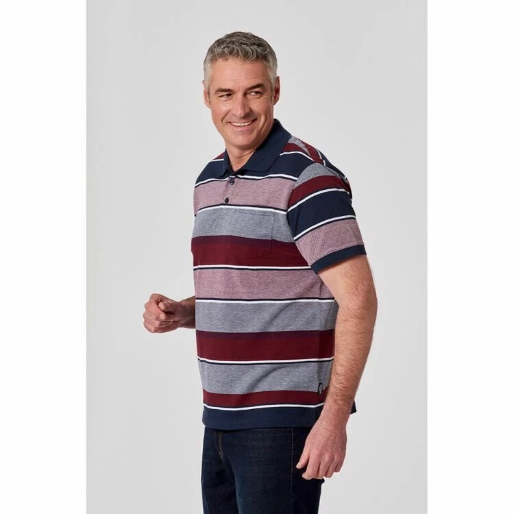 Bronson Casual Men's Westbury Birdseye Cotton Polo Berry - Image 3