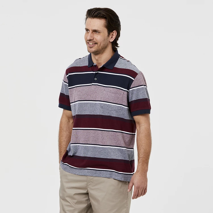Bronson Casual Men's Westbury Birdseye Cotton Polo Berry - Image 8