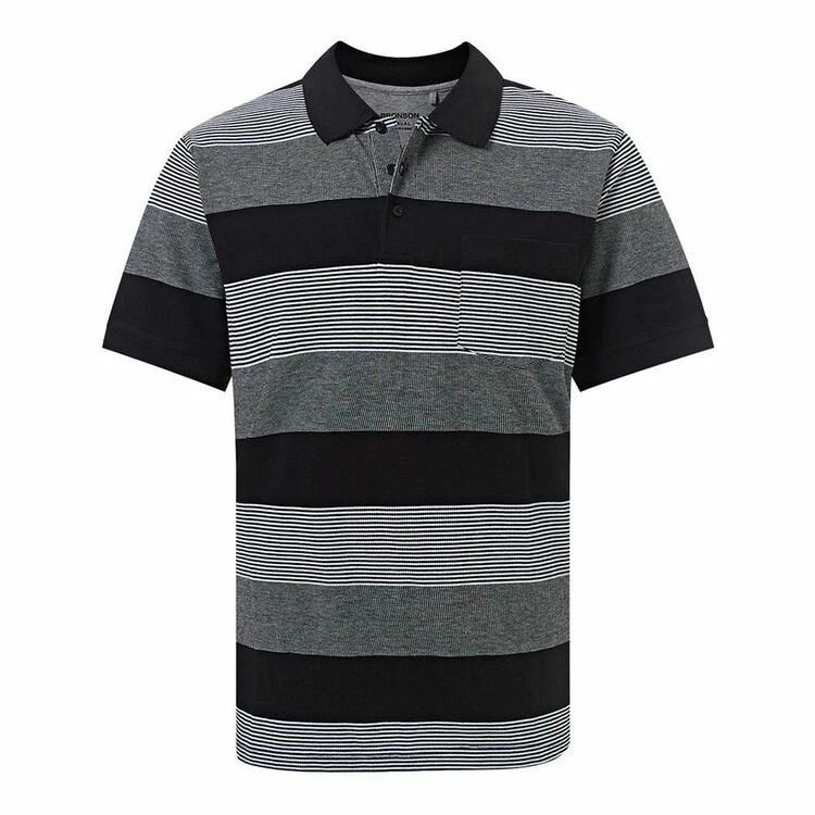 Bronson Casual Men's Acton Cotton Pique Polo Black - Image 3