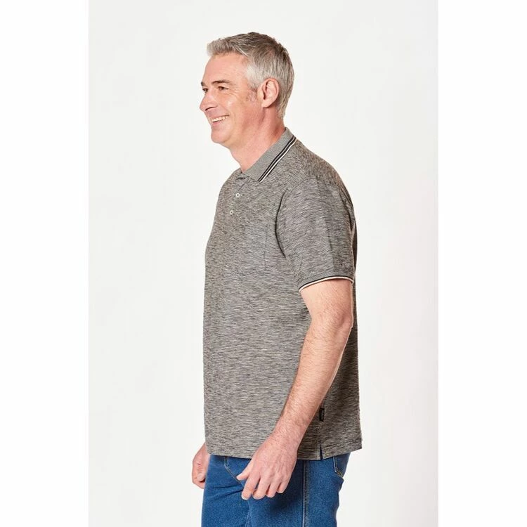 Bronson Casual Men's Noble Cotton Reverse Stripe Polo Black - Image 3