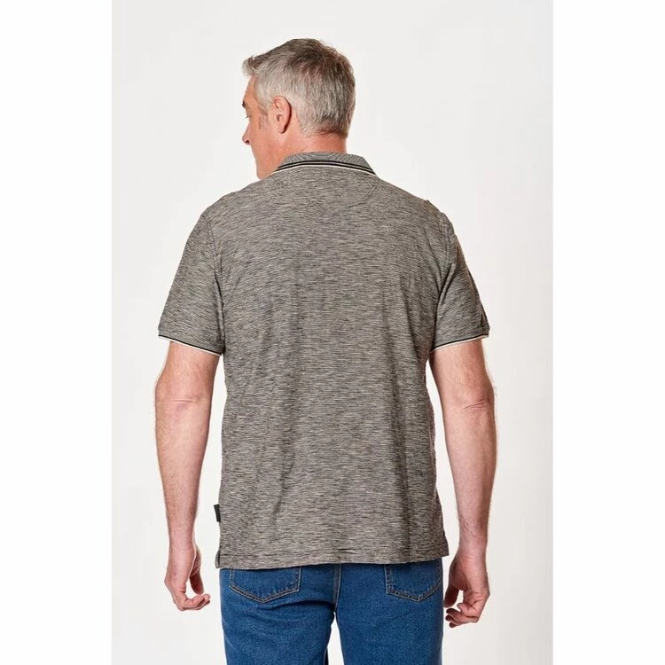 Bronson Casual Men's Noble Cotton Reverse Stripe Polo Black - Image 2