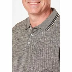 Bronson Casual Men's Noble Cotton Reverse Stripe Polo Black