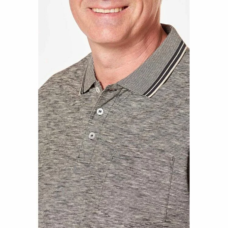 Bronson Casual Men's Noble Cotton Reverse Stripe Polo Black