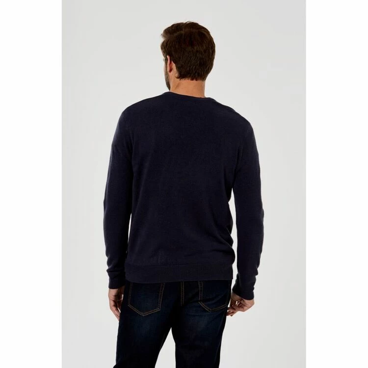 Bronson Casual Hunter Plain V-Neck Soft Touch Knit Navy Small - Image 2
