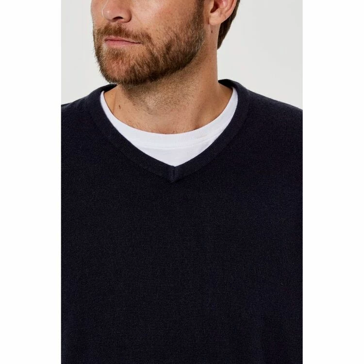 Bronson Casual Hunter Plain V-Neck Soft Touch Knit Navy Small