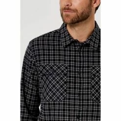 Bronson Basic Men's Seville Cotton Printed Flannelette Shirt Black & Chalk