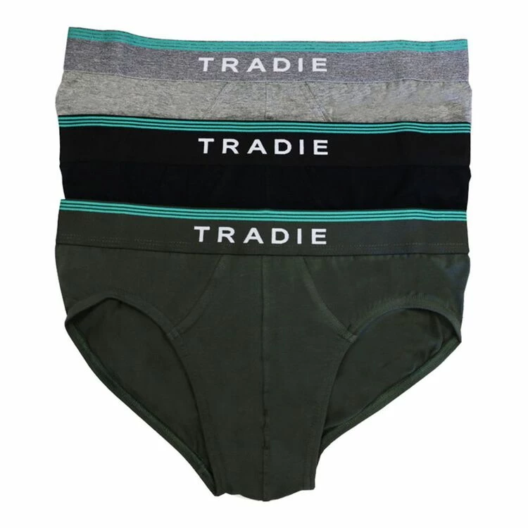Tradie Black 3 Pack Jammin Jungle Brief Grey & Black X Large