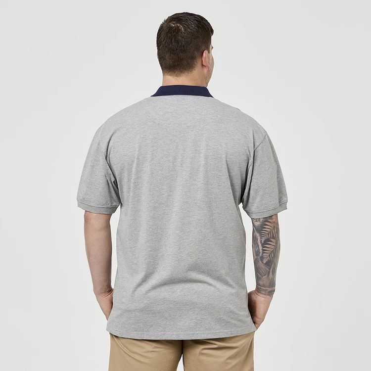 U.S. Polo Assn. Big Men's Short Sleeve Polo With 3 Tone Brand Logo Heather Grey - Image 3