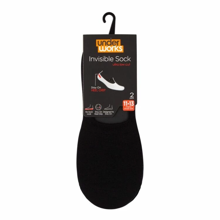 Underworks Invisible Socks 2 Pack Black - Image 4