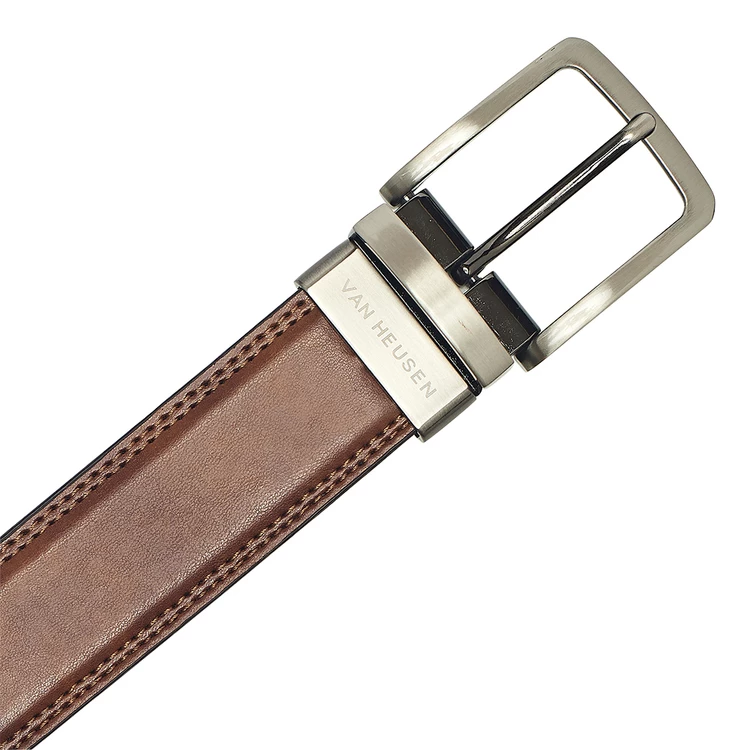 Van Heusen Pin Buckle Stitched Edge Rev Belt Black & Tan - Image 2