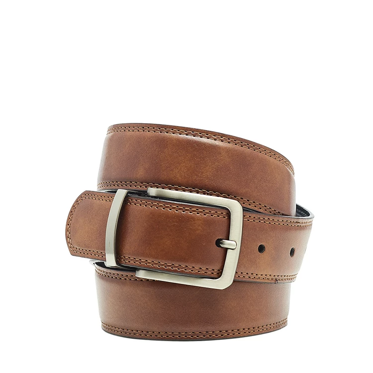 Van Heusen Pin Buckle Stitched Edge Rev Belt Black & Tan - Image 3