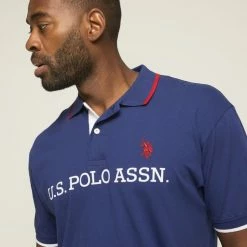 U.S. Polo Assn. Short Sleeve Chest Brand And Logo Polo With Tipping Indigo