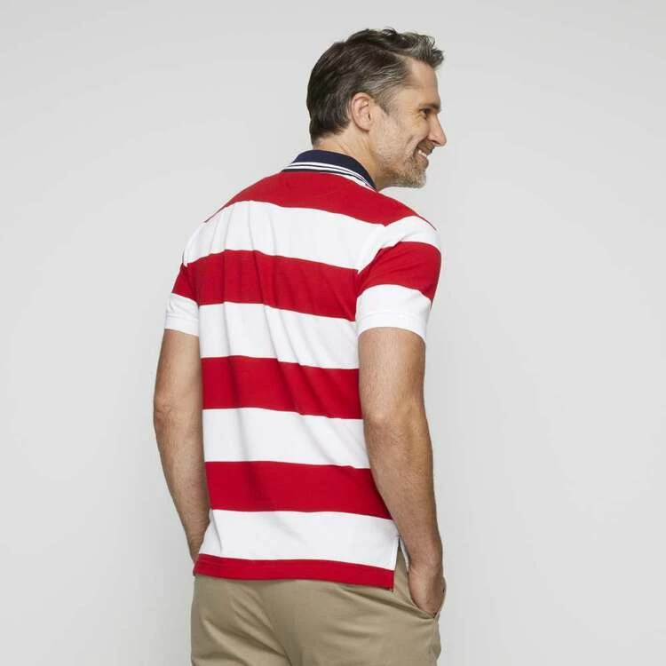 U.S. Polo Assn. Short Sleeve Block Stripe Polo With Medium Embroidered Logo Red - Image 2