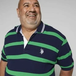 U.S. Polo Assn. Big Men's Short Sleeve Stripe Polo With Medium Embroidered Logo Navy 1 X Large