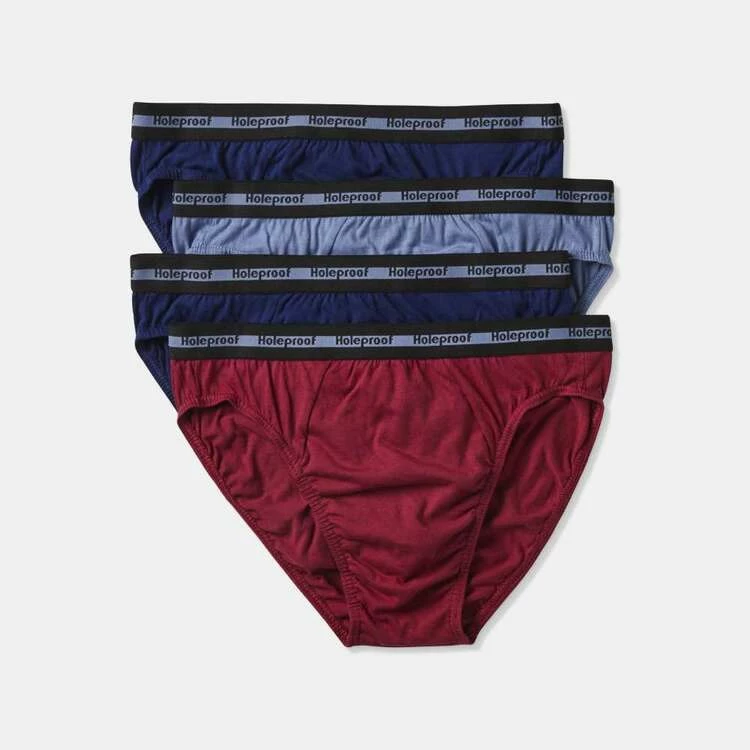 Holeproof Attached Elastic Brief 4 Pack Burgundy & Blue