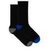 Underworks Men's 2 Pack Heel & Toe Crew Socks Black & Blue Grey