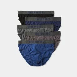 Underworks Cotton Brief 5 Pack Grey & Blue