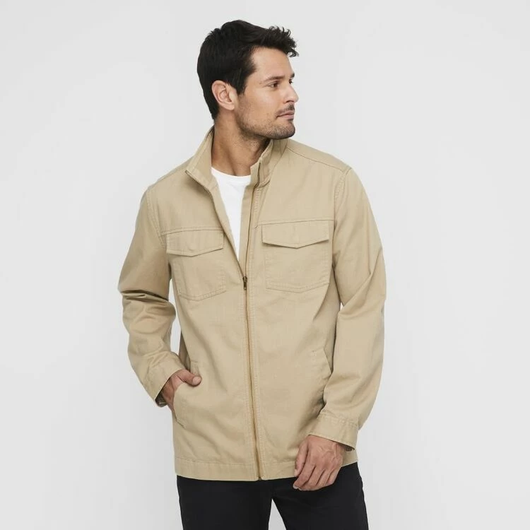 JC Lanyon Bryson Lightweight Utility Jacket Taupe - Image 4