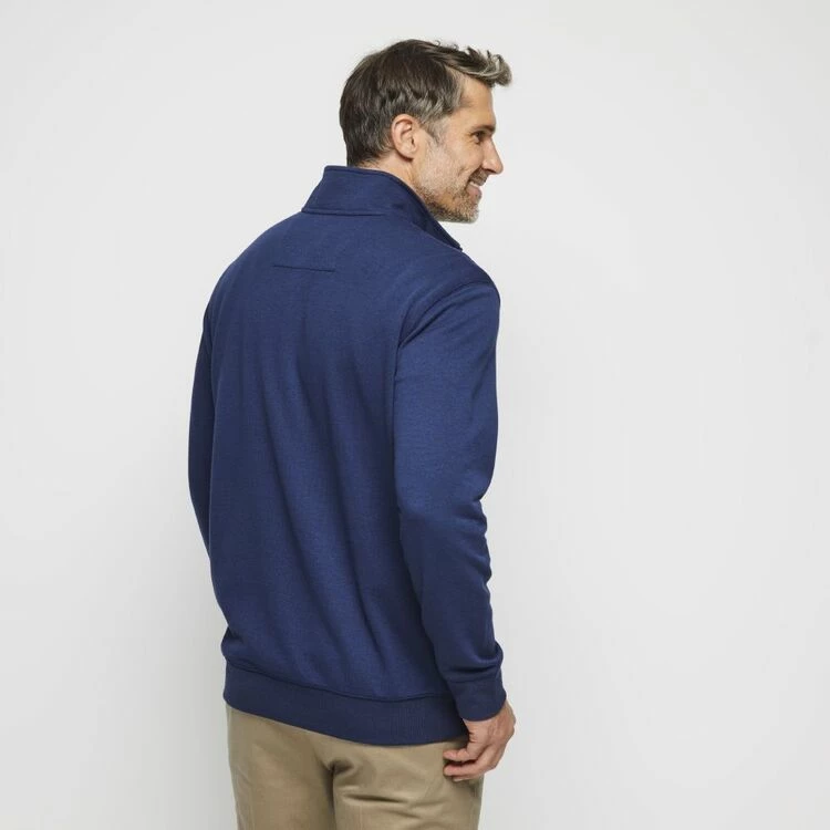 Bronson Casual Half Zip French Terry Solid Fleece With Pocket Navy - Image 3