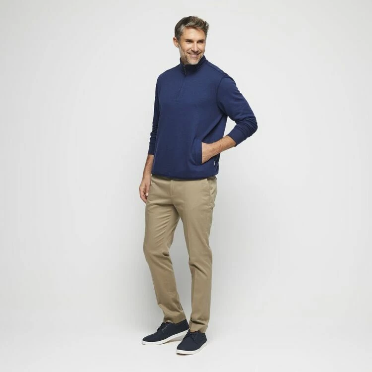 Bronson Casual Half Zip French Terry Solid Fleece With Pocket Navy - Image 2