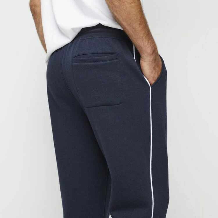 Bronson Casual Narrow Leg Trackpant With Cuff And Piping Navy