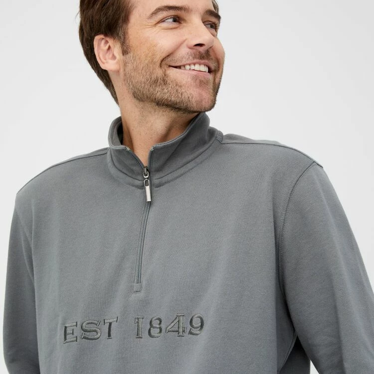 JC Lanyon Lightweight Half Zip Fleece With Embroidered Est 1849 Forest - Image 3