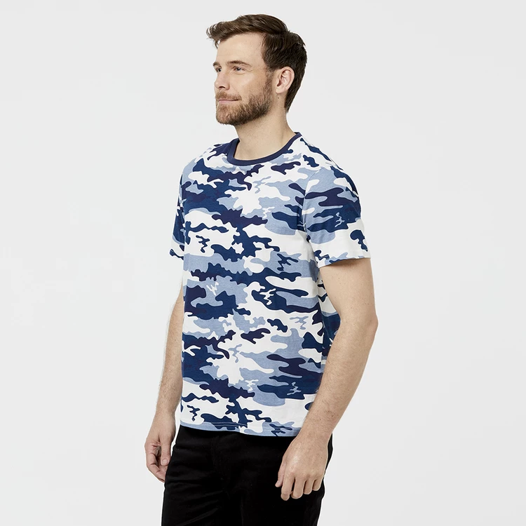 Bronson Casual Camouflage Cotton Jersey Tee Blue Print - Image 3