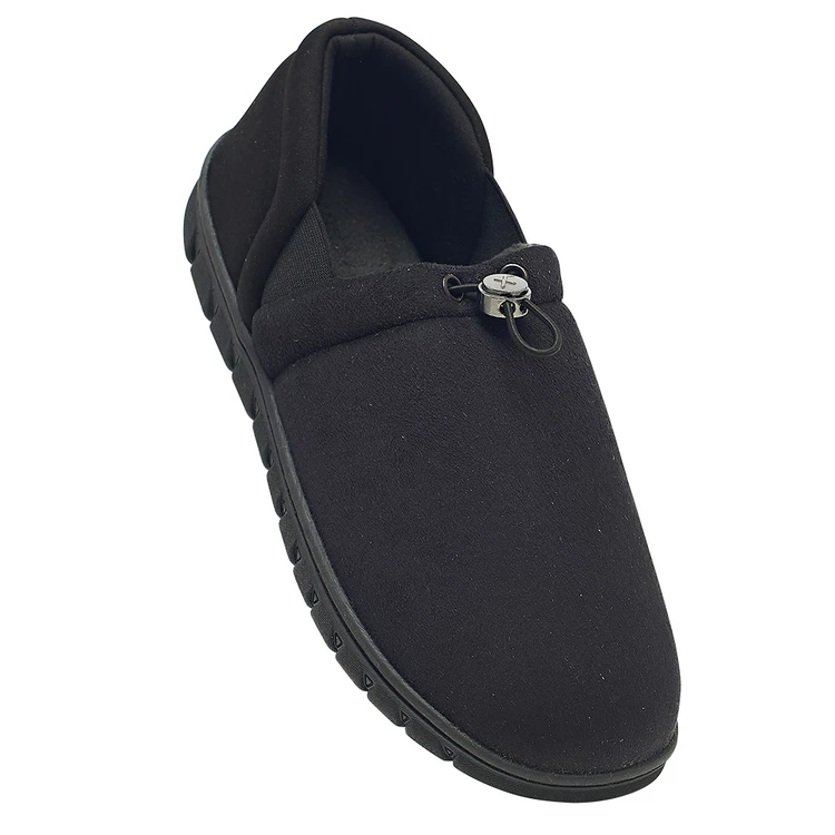 Exact Fit Memory Foam Drawstring Slipper Black Small - Image 2