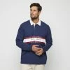 JC Lanyon Long Sleeve Lightweight Chest Stripe Rugby With 1849 Navy, Red & White